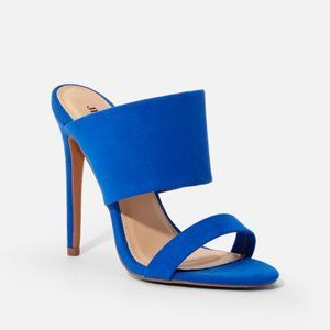 JustFab Blue It's A Date Heeled Mule Size 7.5